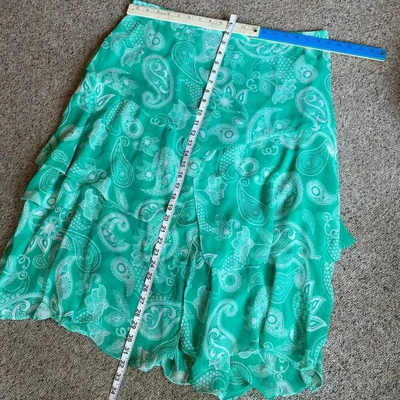 Boho Paisley print Summer Beach Tiered Mid Length Skirt Women Plus Size 1X - Picture 2 of 5